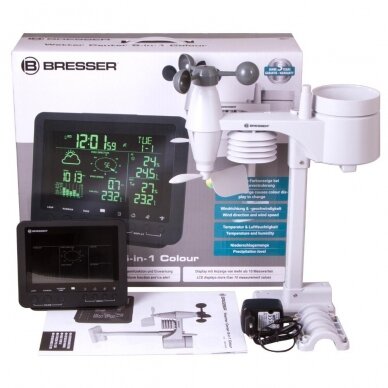 Meteorologinė stotelė Bresser 5-in-1 su spalvotu ekranu, juoda spalva 6