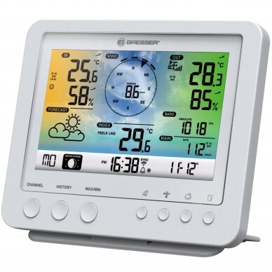 Meteorologinė stotelė Bresser 5-in-1 su Wi-Fi ir spalvotu ekranu, baltos spalvos 1