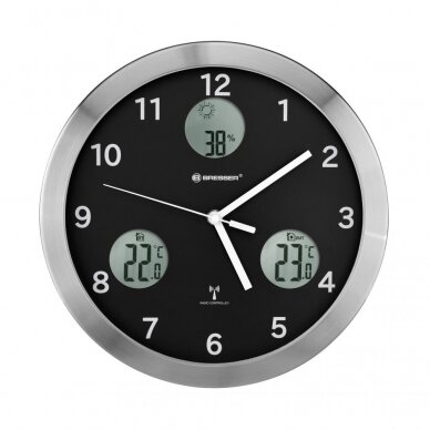 Sieninis laikrodis Bresser MyTime io Wall Clock 30cm, juodas